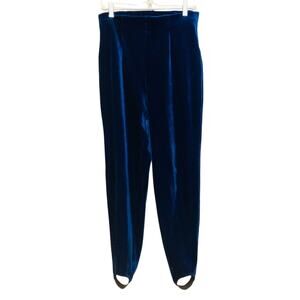 Liz Claiborne 80’s Liz & Co Royal Blue Velvet High Waisted Stirrup Legging Pants